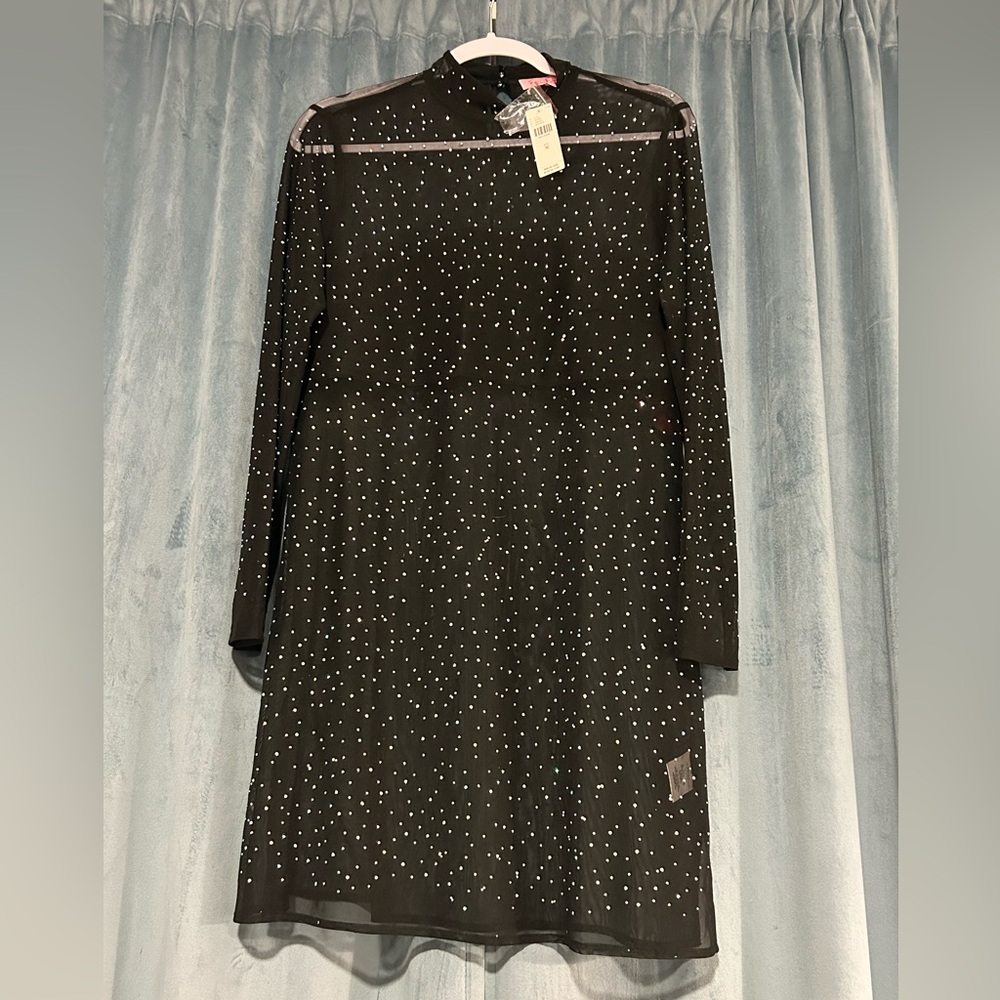 NWT Eva Franco - Sheer Black Studded Mini Dress - Women’s Medium